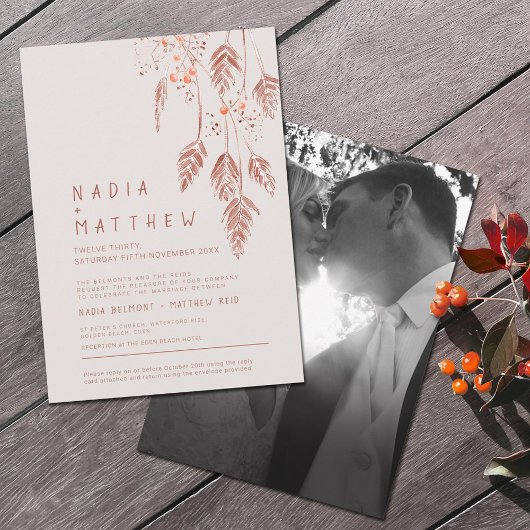 Grasbessen tan terracotta waterverf foto invi kaart