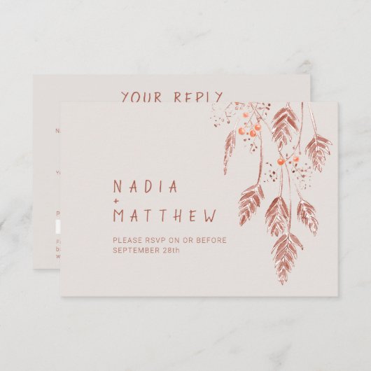 Grasbessen tan terracotta waterverf qr code RSVP kaartje (Voorkant / Achterkant)