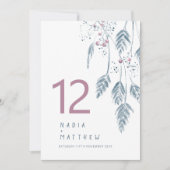 Grasbessen vallen bruiloft roze blauw tafelnummer (Voorkant)