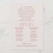 Grasbessen waterverf bruin sinaasappel bruiloft programmakaart (Achterkant)