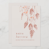 Grasbessen waterverf bruin sinaasappel bruiloft programmakaart (Voorkant / Achterkant)