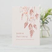 Grasbessen waterverf bruin sinaasappel bruiloft programmakaart (Staand voorkant)