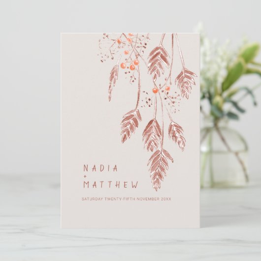 Grasbessen waterverf bruin sinaasappel bruiloft programmakaart (Staand voorkant)