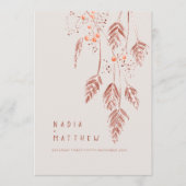 Grasbessen waterverf bruin sinaasappel bruiloft programmakaart (Voorkant)