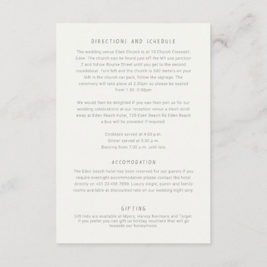 Grasbessen waterverf herfst bruiloft details informatiekaartje (Achterkant)