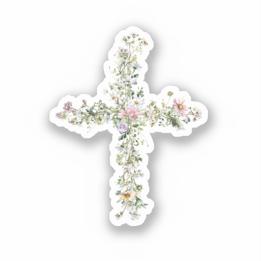 Grasbloem wildbloem kruis sticker (Voorkant)