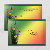 Grasboeket en vlinders RSVP kaartje (Voorkant / Achterkant)
