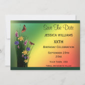 Grasboeket En Vlinders Verjaardag Save The Date (Achterkant)