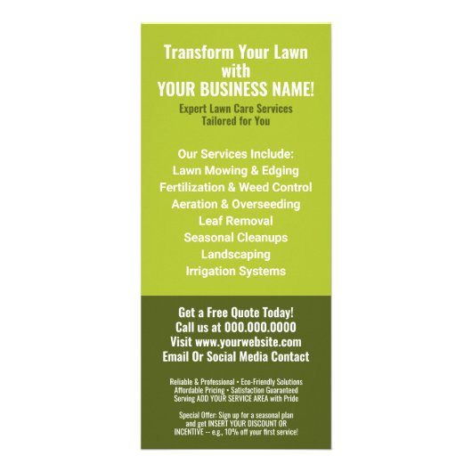 Grasdiensten - maaien, randen, onderhoud reclamekaart (Achterkant)