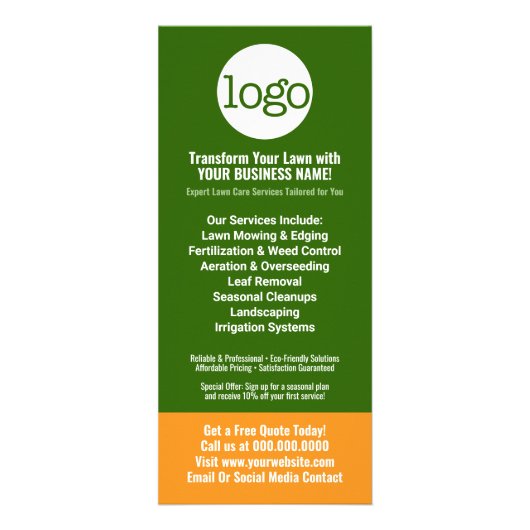 Grasdiensten - Mowing, Edging Landscaping Logo Reclamekaart (Achterkant)