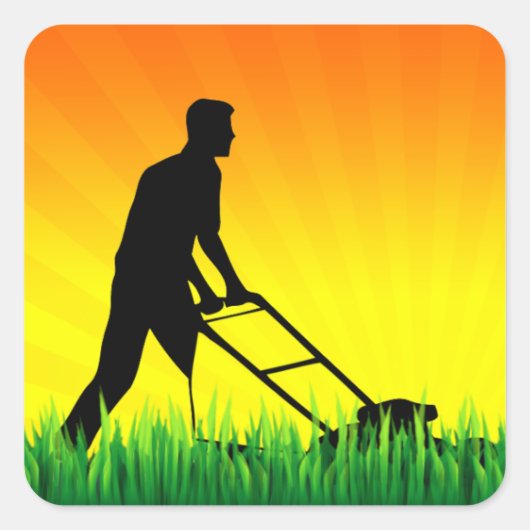 grasdiensten voor de groene scène vierkante sticker (Voorkant)