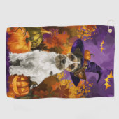 Grasduivel Wirefox Terrier Hond Halloween Heks Pom Golfhanddoek (Horizontaal)