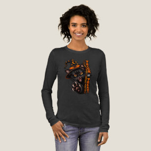 Grasduivelse Zwarte Kat Heks Trick or Treat Hallow Tri-Blend Shirt