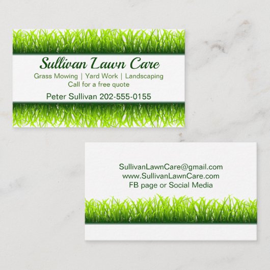 grasgras voor grasstrips voor landschapsonderhoud visitekaartje (Voorkant / Achterkant)