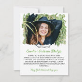 Grasgroen geborstelde randen Foto Rouw Bedankkaart (Voorkant)