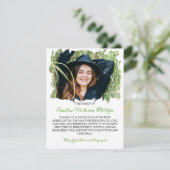 Grasgroen geborstelde randen Foto Rouw Bedankkaart (Staand voorkant)