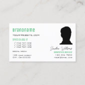 Grasgroen Vlak Wit met Monogram en Foto Visitekaartje (Achterkant)