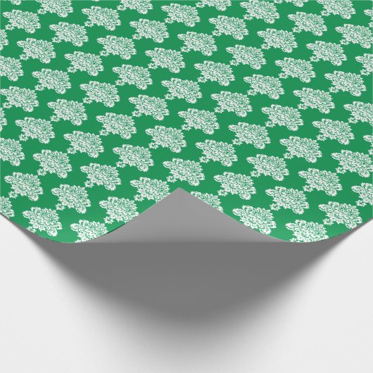 Grasgroen | Wit Damast inpakpapier (Hoek)