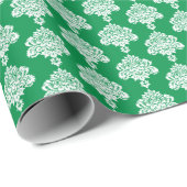 Grasgroen | Wit Damast inpakpapier (Rol Hoek)