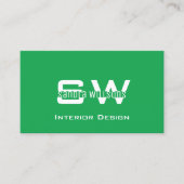 Grasgroen Wit Eenvoudig met Monogram en Logo Visitekaartje (Voorkant)