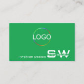 Grasgroen Wit met Monogram Logo en Foto Visitekaartje (Voorkant)