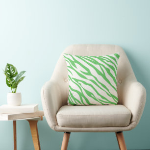 Grasgroene en roomwitte zebra ontwerp kussen