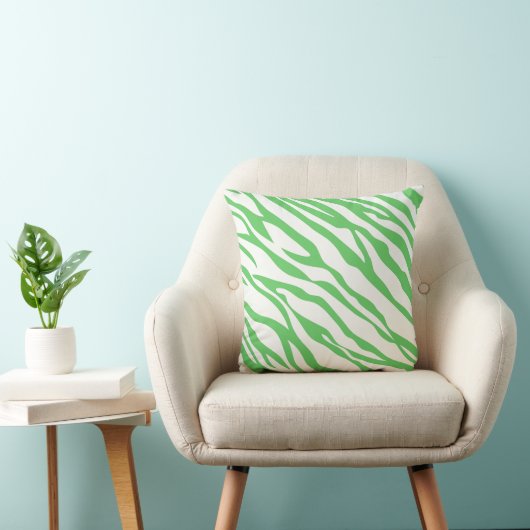 Grasgroene en roomwitte zebra ontwerp kussen (Stoel)
