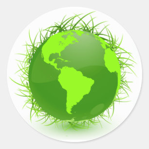 GRASGROENE PLANEET RONDE STICKER