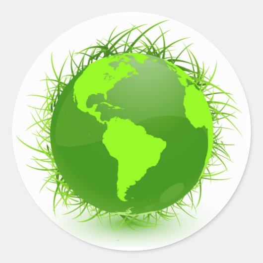 GRASGROENE PLANEET RONDE STICKER (Voorkant)