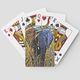 Grasland Wild Safari Dierenkunst Afrikaanse olifan Speelkaarten