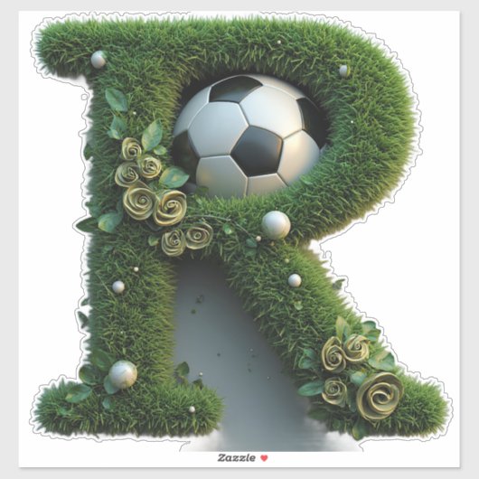 Grasletter met Voetbal gevormd Sticker (Vel)