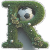 Grasletter met Voetbal gevormd Sticker (Voorkant)
