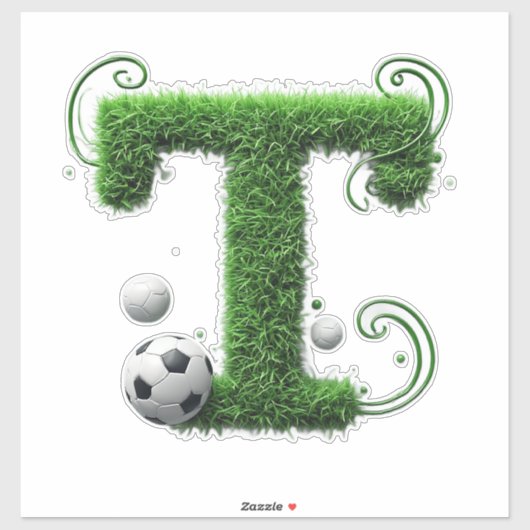 Grasletter met Voetbal gevormd Sticker (Vel)
