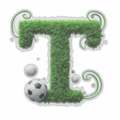 Grasletter met Voetbal gevormd Sticker (Voorkant)