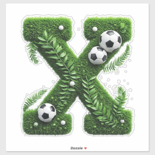 Grasletter met Voetbal gevormd Sticker (Vel)