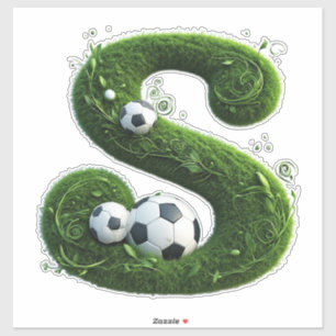 Grasletter met Voetbal gevormd Sticker