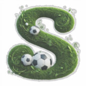 Grasletter met Voetbal gevormd Sticker (Voorkant)