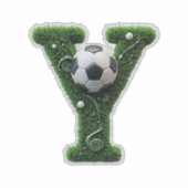 Grasletter met Voetbal gevormd Sticker (Voorkant)