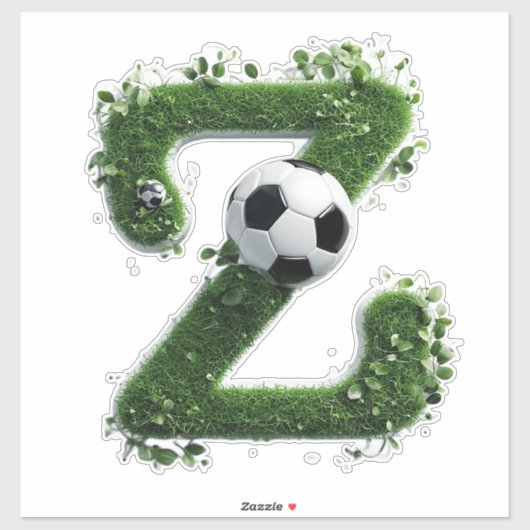 Grasletter met Voetbal gevormd Sticker (Vel)