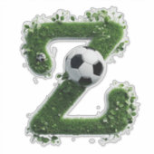 Grasletter met Voetbal gevormd Sticker (Voorkant)