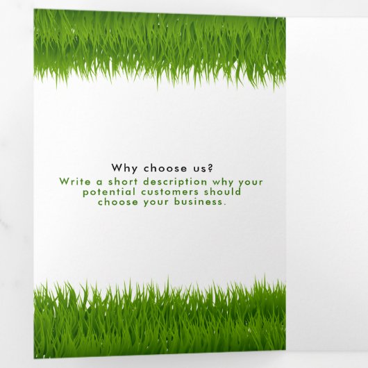 Grasmaaidiensten, gazonverzorging brochure drieluik kaart (Binnenzijde eerst)