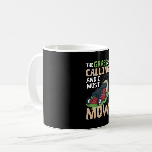 grasmaaien - de gras roept koffiemok (Voorkant links)