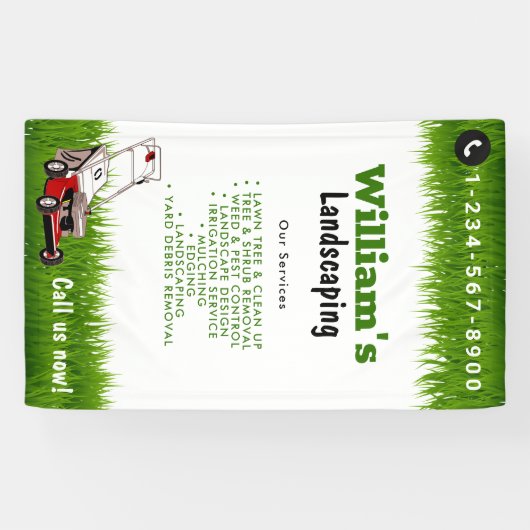 Grasmaaien en snijdservices, Verzorging van gazons Spandoek (Horizontaal)