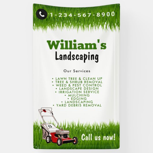 Grasmaaien en snoeien, Verzorging van gazons  Spandoek (Verticaal)