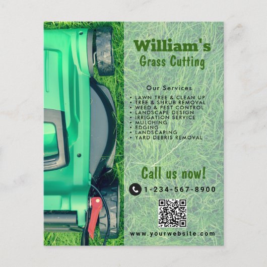 Grasmaaien Grasmaaien Grasmaaien Lawn Care QR-code Flyer (Voorkant)