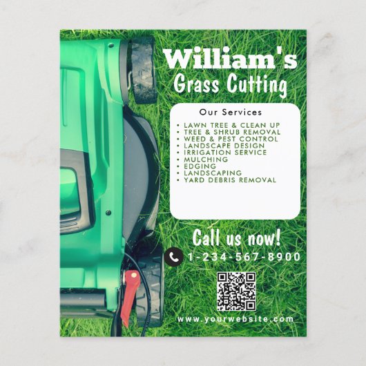 Grasmaaien Grasmaaien Grasmaaien Lawn Care QR-code Flyer (Voorkant)