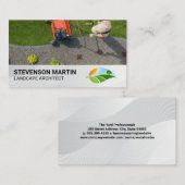 grasmaaien in de tuin | Logo voor landschapsarchit Visitekaartje (Voorkant / Achterkant)