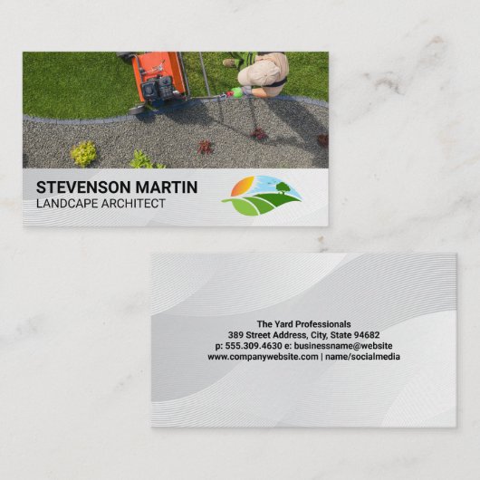 grasmaaien in de tuin | Logo voor landschapsarchit Visitekaartje (Voorkant / Achterkant)