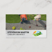 grasmaaien in de tuin | Logo voor landschapsarchit Visitekaartje (Voorkant)