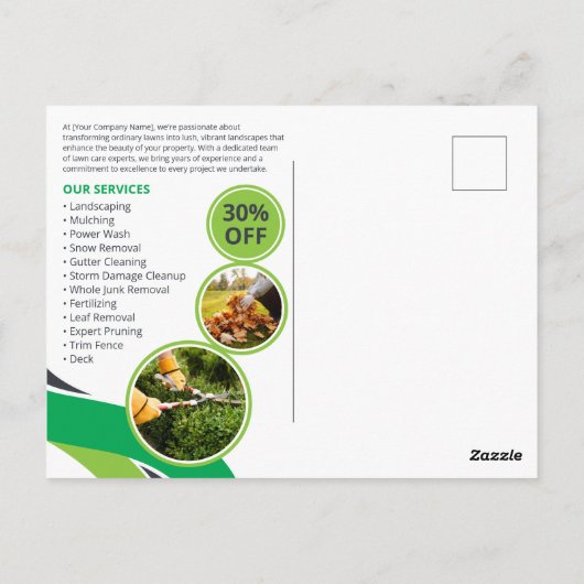 Grasmaaien Mulching Yard Landscaping Briefkaart (Achterkant)